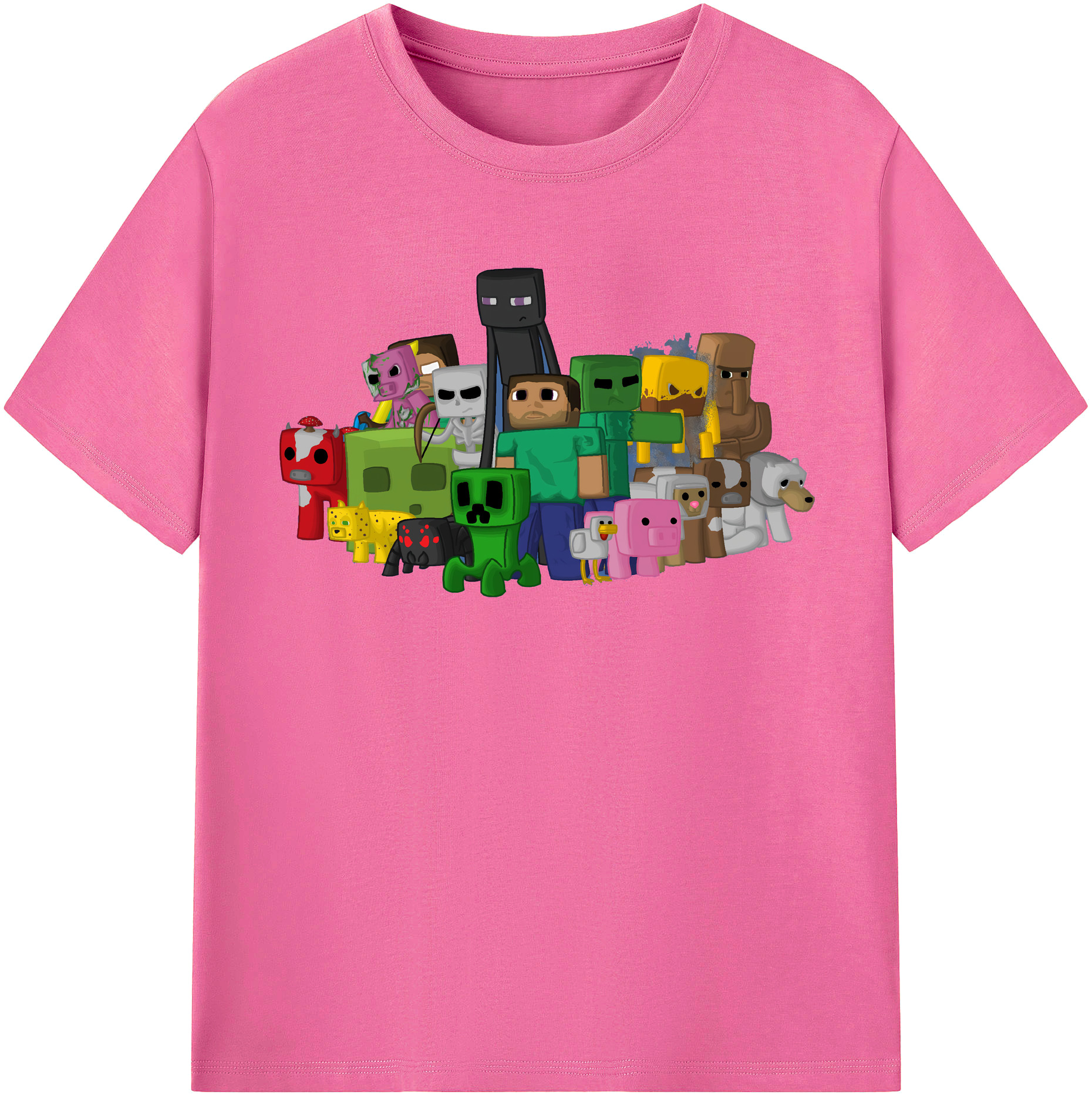 （画像用） マインクラフト ブロックの世界 Minecraft MC Block world レディースカジュアルプリントTシャツ（綿100％）